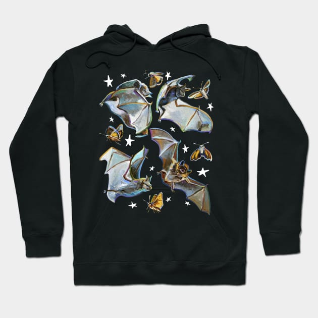 Midnight Mania Witchy Flying Bats Pattern by Robert Phelps Hoodie by RobertPhelpsArt